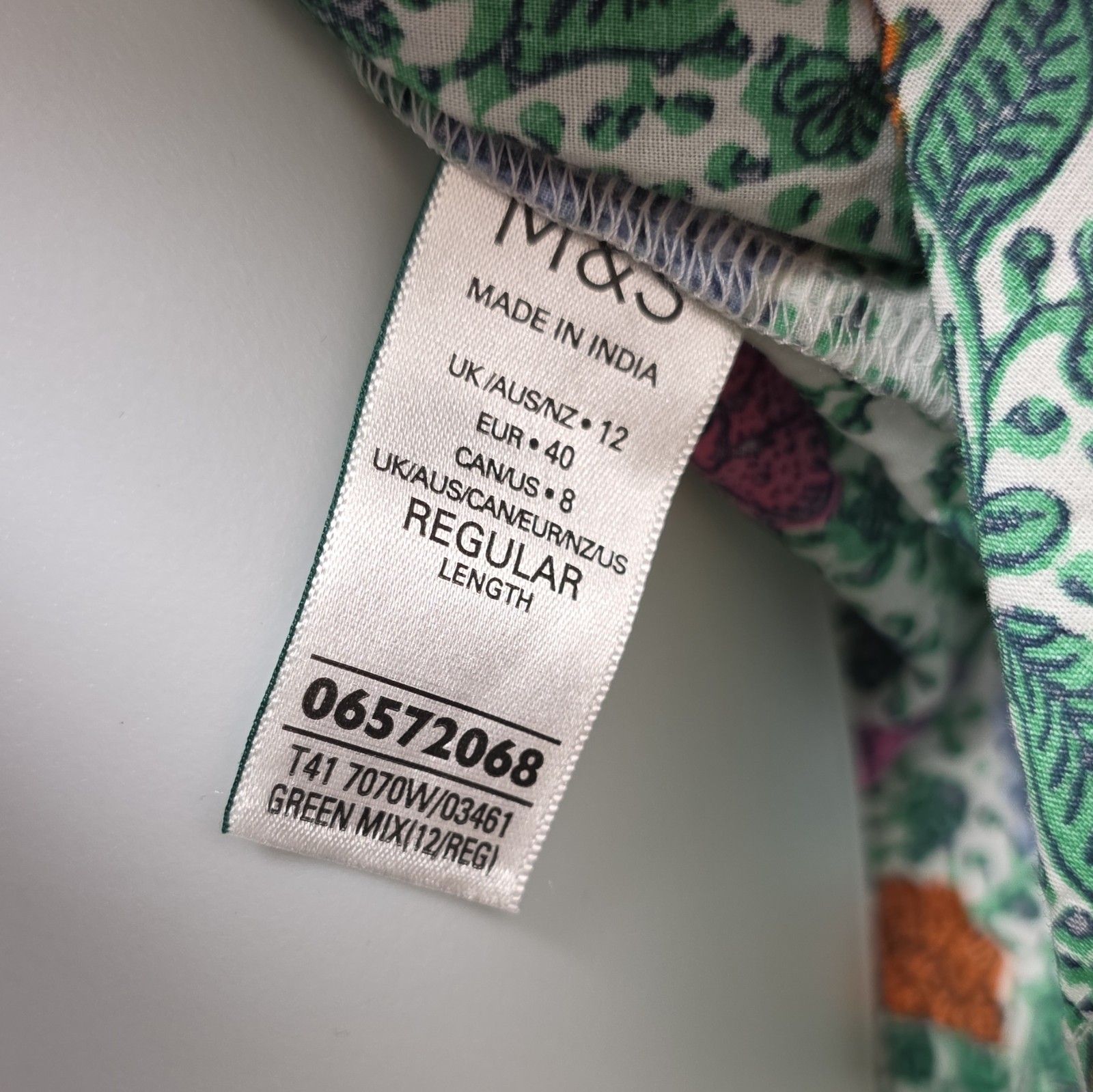 M&S Green Mix Floral One Shoulder Ruffle Sleeveless Blouse UK 12 Regular image 3