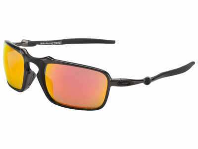 Oakley Badman Polarized Sunglasses OO6020-03 X Metal Dark Carbon/Ruby  Iridium