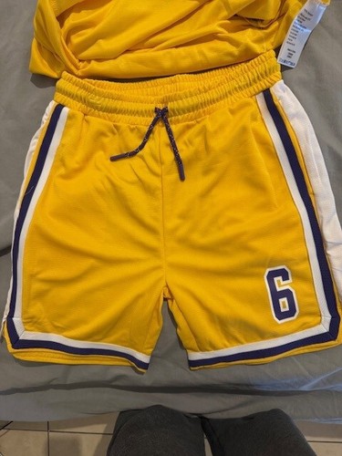 Los Angeles Lakers LeBron James 6 Yellow kids teens basketball NBA jersey/short - Picture 4 of 5
