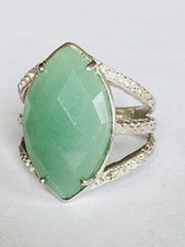 Vintage SLG Signed Sterling Silver SLG Singed Jade Split Shank Ring Size 12