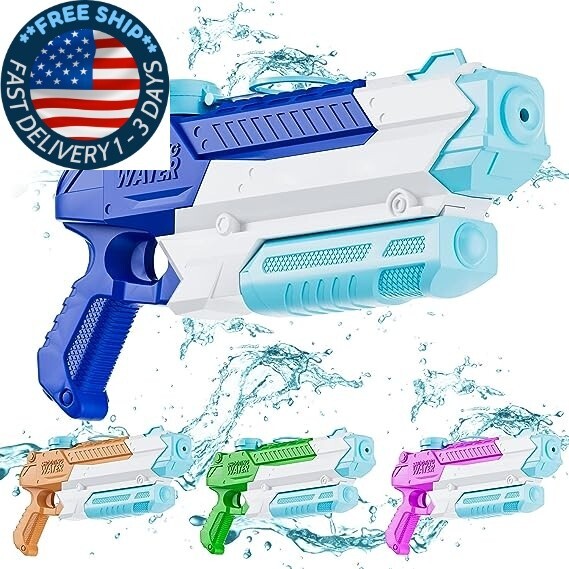 Pistola De Agua Eléctrica Con Batería Recargable – Alcance De 24-32 Pies Para Piscina Y Playa (Azul)