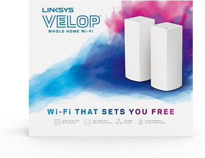 Linksys Velop Tri-Band AC4400 Whole Home WiFi Mesh System 2 pk up to 4000 sq ft