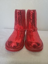 UGG Kids' Classic II Gel Hearts Suede Boots Red Big Kids 1151613K Youth Size 4