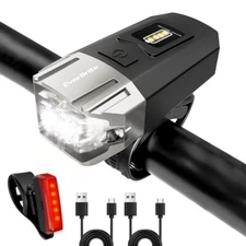 EverBrite Bike Lights Rechargeable Bicycle Light Front & Rear 5+4 Lighting Modes