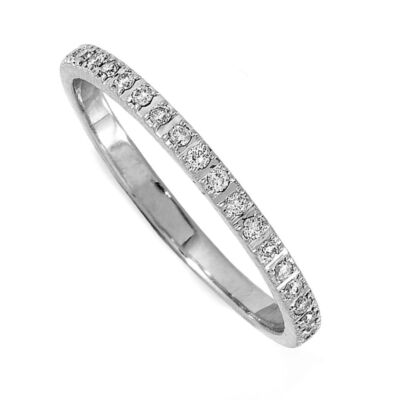 Diamond Anniversary Band 1/5 Carat  Round Cut Solid 14K White Gold
