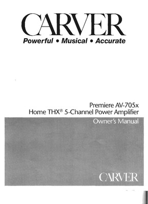 Carver AV-705x Amplifier Owners Manual