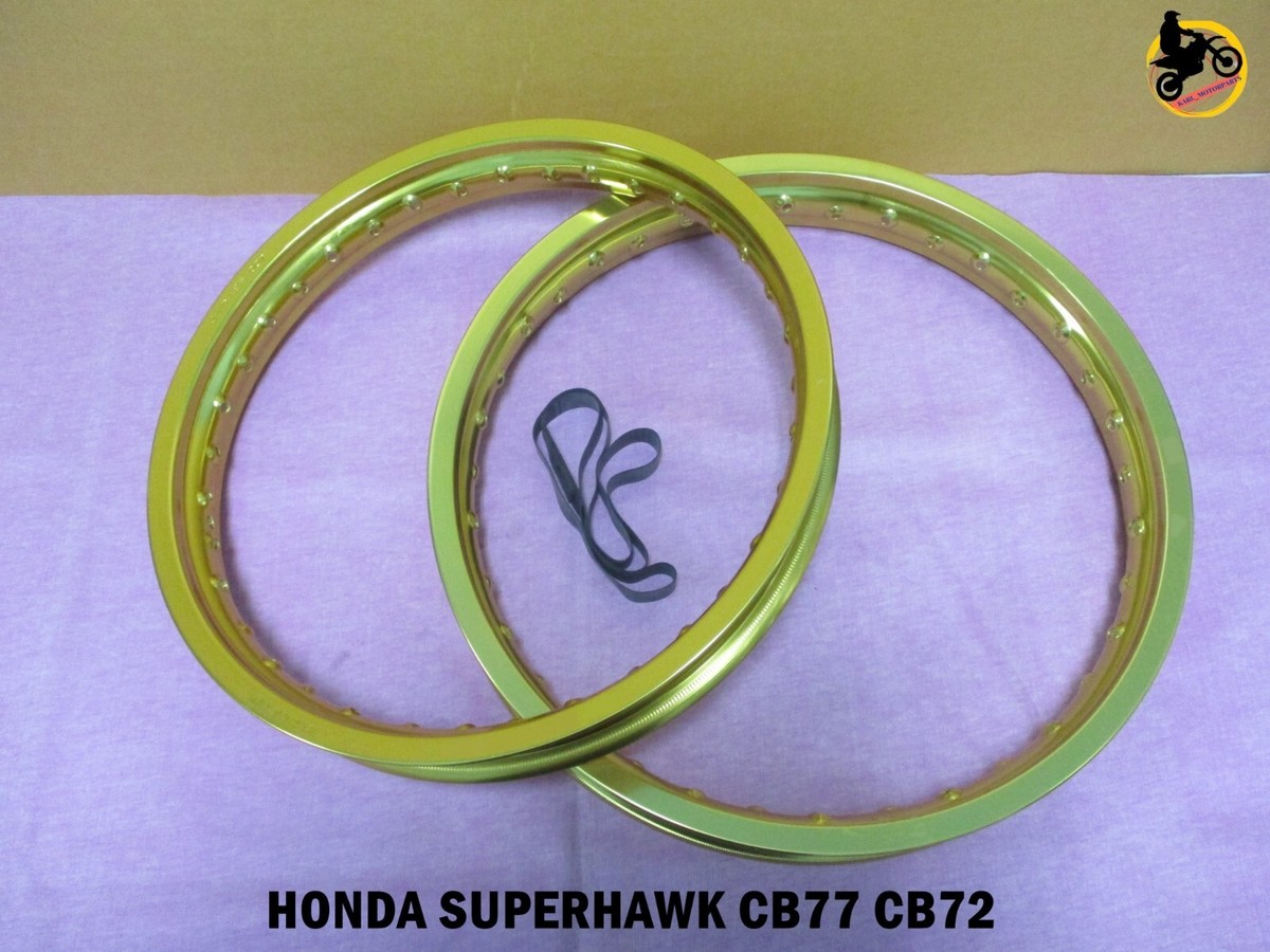 HONDA SUPERHAWK CB77 CB72 ALUMINIUM GOLD F+ R WHEEL RIM SET
