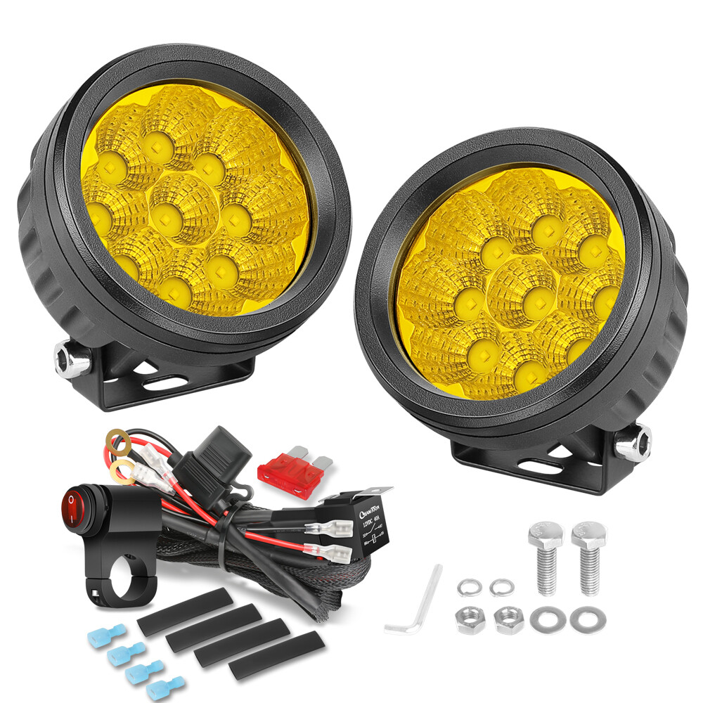 2Pcs 3.5 Inch Round Angel Eyes LED Fog Lights Motorcycle Offroad Truck