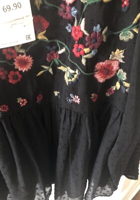 LAST size M NWT ZARA BLACK FLORAL EMBROIDERED PLUMETIS TOP SHIRT DRESS 0881/016 | eBay LAST size M NWT ZARA BLACK FLORAL EMBROIDERED PLUMETIS TOP SHIRT DRESS 0881/016 | eBay
