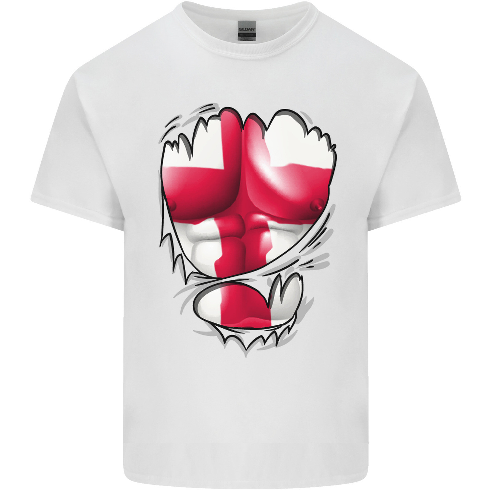 Gym St Georges Cross English Flag Muscles Mens Light Cotton T-Shirt