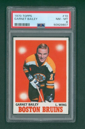 1970 Topps Hockeykarte - #10 Garnet Bailey RC, PSA 8 EXMT