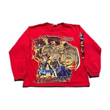 Vintage YuGiOh Shirt Youth M Let's Duel Long Sleeve Red Anime Y2k Retro