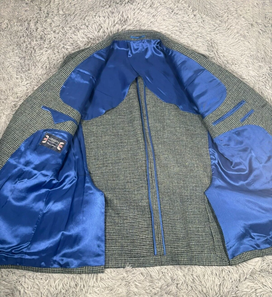 Charles Tyrwhitt 运动外套男式 44L 格子格子 100% 羊毛西装外套夹克 — 第 3/4 张图片