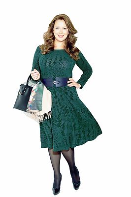 DRESS WEAR TO WORK WIDE BELT MADE IN EUROPE COCKTAIL LONG SLEEVE S M L XL 2XL