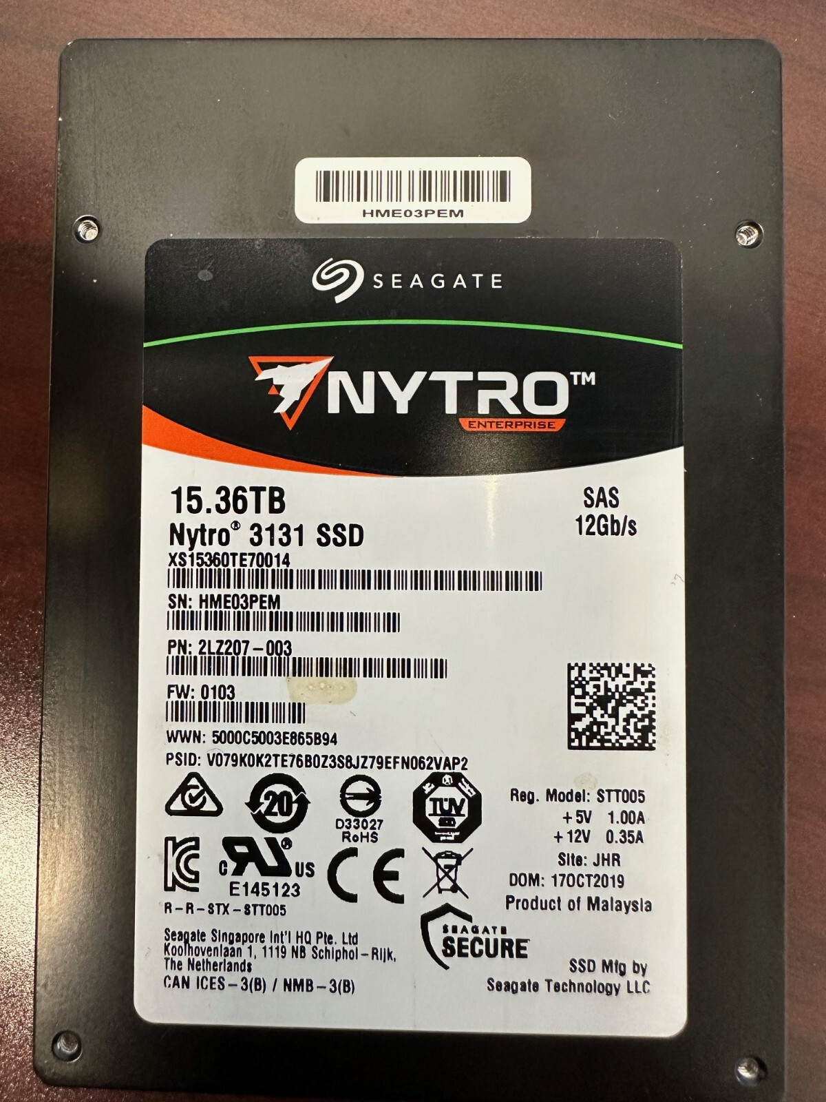 Seagate Nytro 3332 15.36TB SAS-3 2.5in Enterprise SSD XS15360SE70084