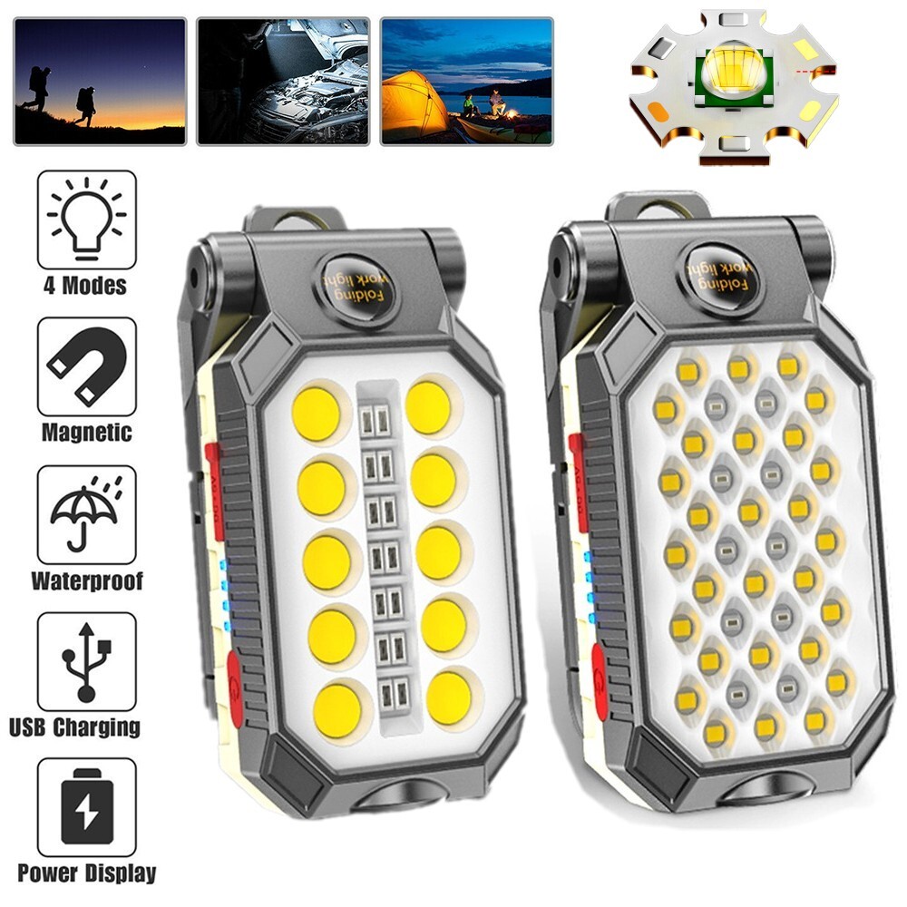 COB USB Rechargeable LED Work Light Folding Inspection Light Portable Flashlight