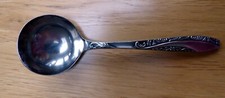 Rogers "Irene" silver-plated small soup spoon.