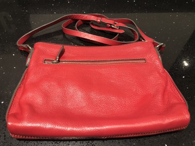 clarks red leather handbag