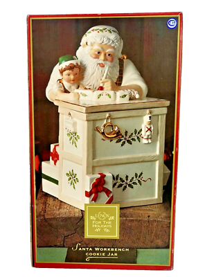 Santas Workbench Holiday Cookie Jar 13 inch Santa Claus Christmas