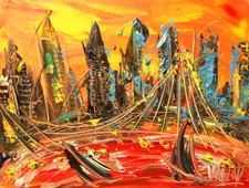 NYC PLANET  abstract  Original Oil Painting canvas IMergw4