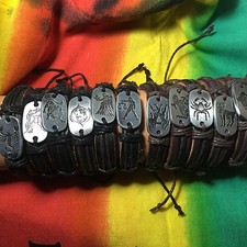 Astrological Zodiac Sign Easy Fashion Bracelet Leather Cuff Hippie IRIE 1sz fit