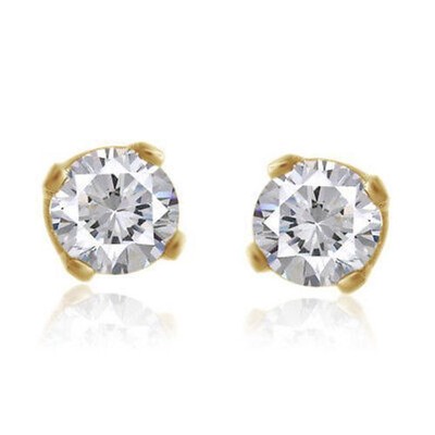 1/3 Ct Natural Diamond Stud Earrings 14K Yellow Gold For Womens