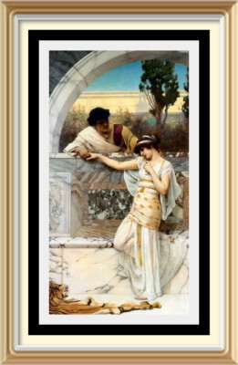 Präraffaelitische Kunst John William Godward JA ODER NEIN Liebe & Romantik 7x5 Wanddruck