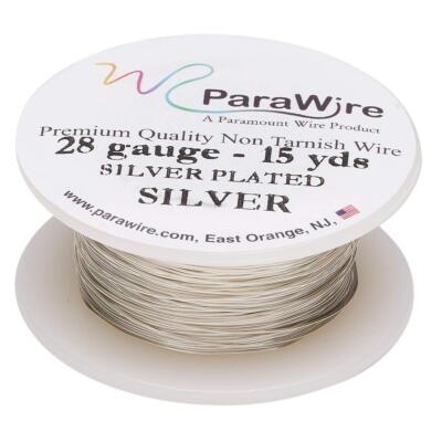 Parawire Silver-Plated Copper Craft Wire 28-Gauge 15-Yards with Clear Protect...