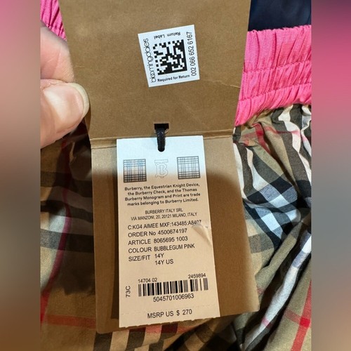 Neu mit Etikett Burberry Mädchen Aimee Shorts in Kaugummi Pink. Archive Check Größe 12 - Bild 10 von 12