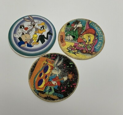 Los 3 Bugs Bunny Looney Tunes Cartoon POG Hawaii Milchdeckel Vintage Werbung