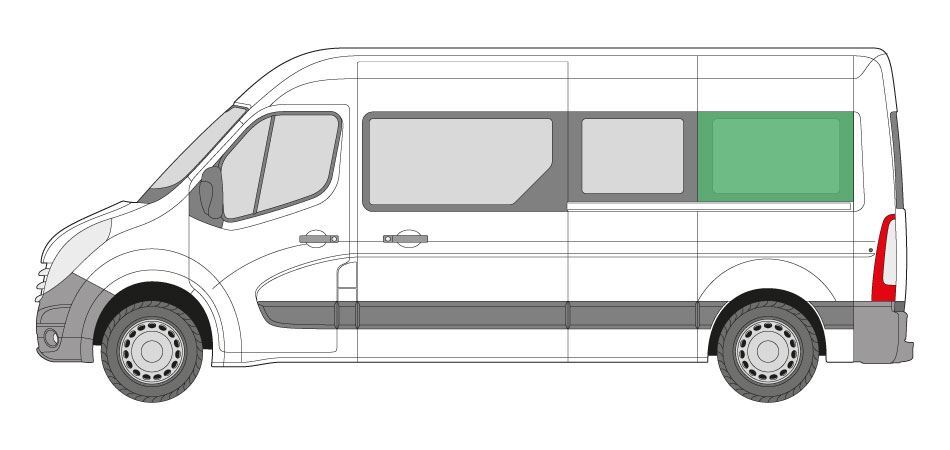 Nearside Left Rear 1/4 Side Fixed Window Nissan Interstar 21-24 LWB XLWB Tinted