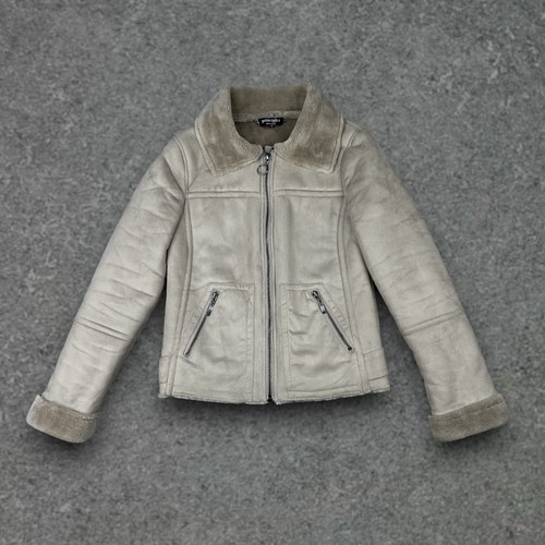 Women’s Principles aviator style jacket Faux Fur Suede UK size 10 Beige Cream