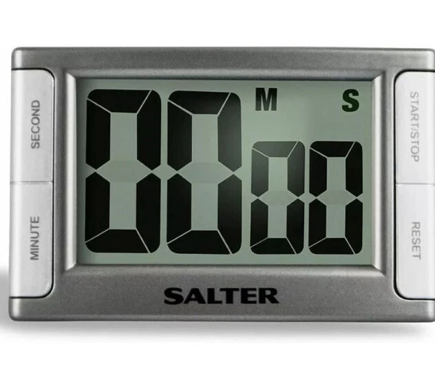 Temporizador de cocina Salter pantalla grande contorno cocineros digitales a batería plateado Foto 4 de 4