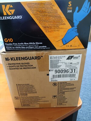 Qty 2000 Gloves KLEENGUARD G10 size 7 S 90096 Powder Free Arctic Blue nitrile