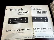 McIntosh MA6100 MA-6100 SET OF Repair Service Manual  ORIGINAL 