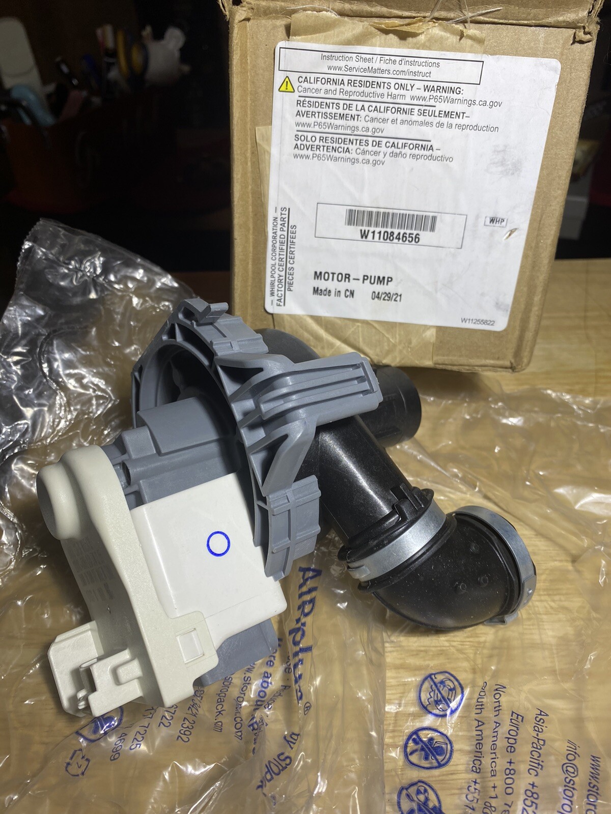 Original Part W11084656 for Whirlpool Dishwasher Motor and Pump