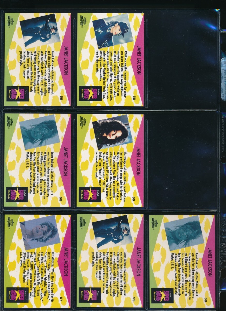 Lot (7) Janet Jackson ProSet Super Stars MusiCards#56 59 58 60 57