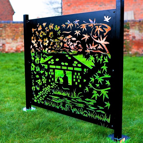 Garden Metal Japanese Fence Panel Decorative Steel Fencing Screen Privacy Laser - Picture 13 of 51