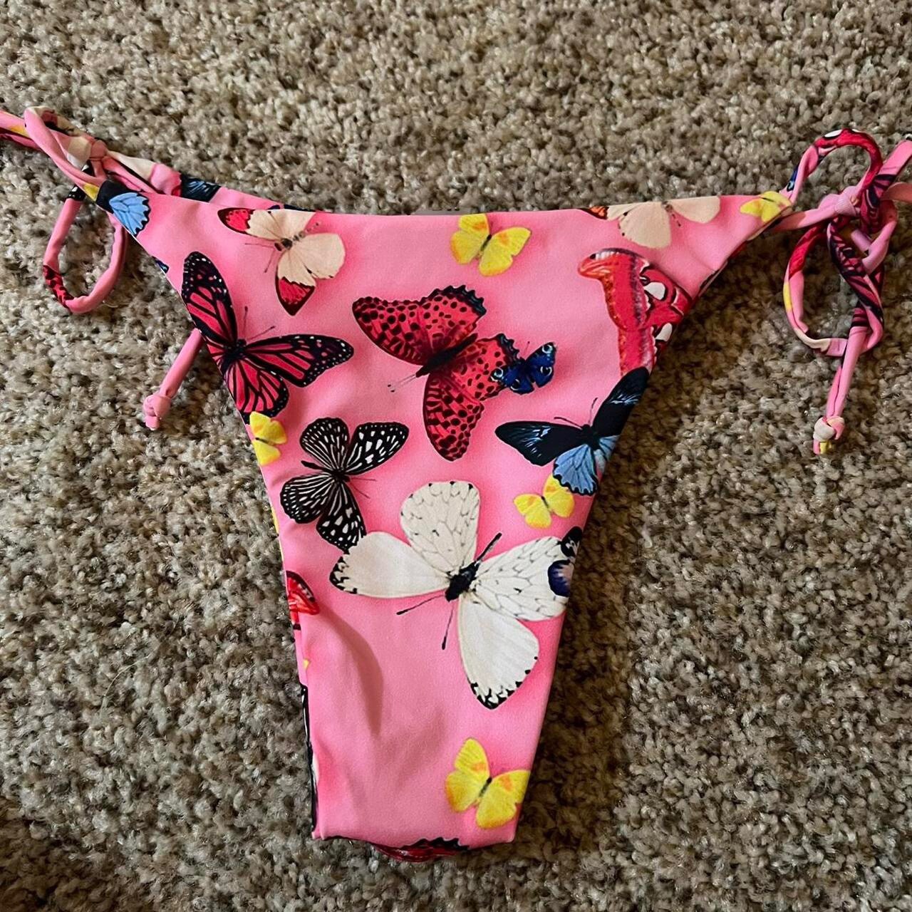 pink butterflies cheeky bikini swimsuit bottoms shein… Gem