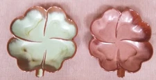 Vintage Frankoma Shamrock Dishes Set of 2 Clover Pottery Green Oklahoma Ashtrays