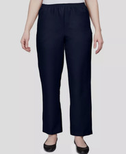 Alfred Dunner Women's Blue Classics Pull-On Straight-Leg Pants Petite Size 12P