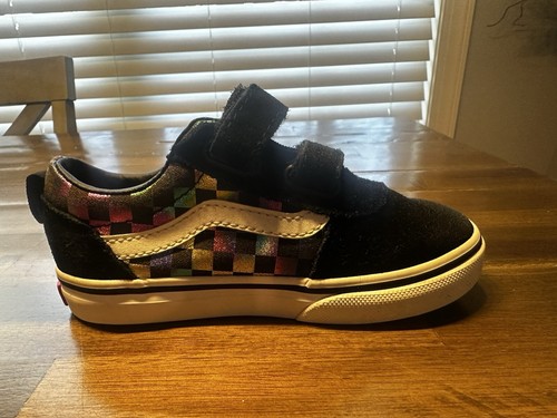 Vans Toddler Size 9 Rainbow Checkerboard With straps - Nice - Picture 2 of 9