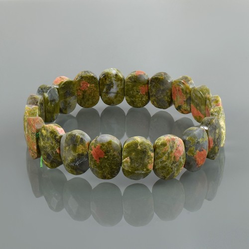 Mano Ajustable Pulsera Elástica Natural Unakita Jaspe 10X14mm Ovalado Cuentas - Imagen 6 de 6