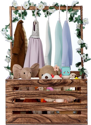 Wooden Baby Shower Basket Boy & Girl Baby Shower Gift Basket with Handle - Picture 3 of 10