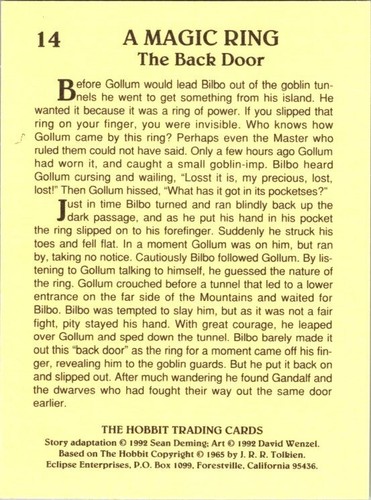 Eclipse Books 1992 THE HOBBIT you pick Singles pack fresh cards Free Shipping - Picture 30 of 74