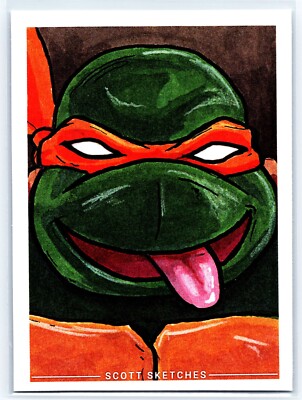 Michelangelo TMNT Sketch Card - Scott Sketches Trading Card Print Fan Art