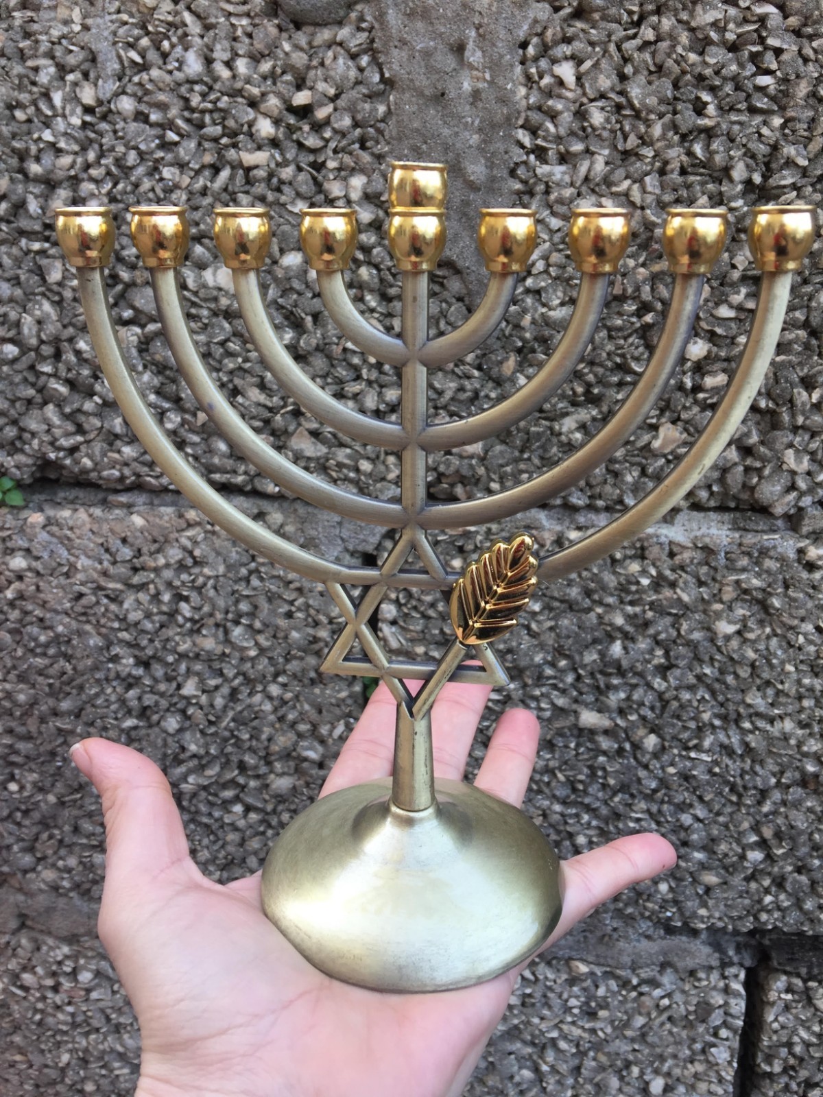 Vintage Brass Hanukkah Menorah | 8.6 Inch | Jewish Judaica Candle Holder | Made In Israel