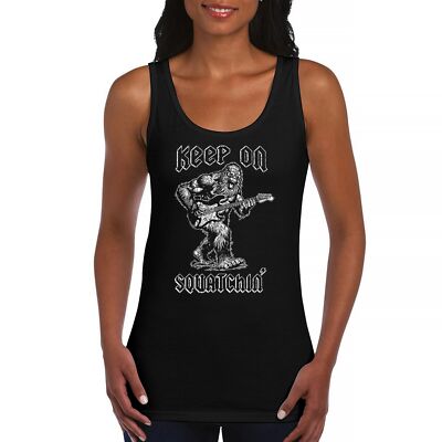 Keep On Squatchin Women's Tank Top Fun Sasquatch Rock N Roll Bigfoot Guitar
