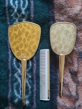 Antique/Vintage Hairbrush, Comb Mirror; Floral Design; Unique Handles F3
