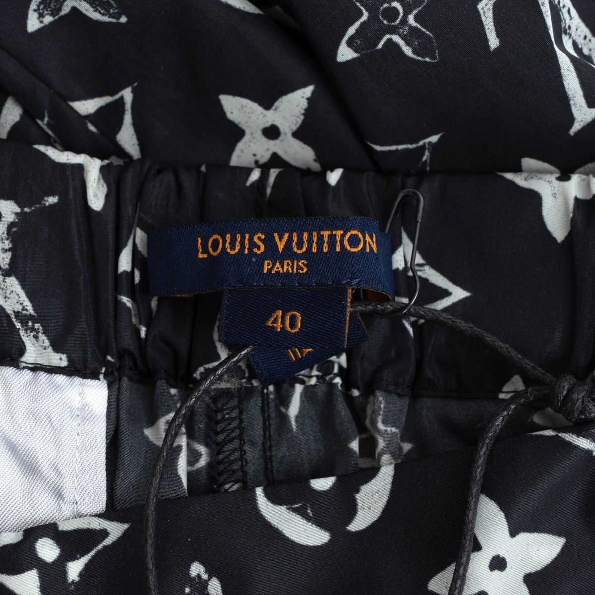 71771 auth LOUIS VUITTON black & white STENCIL MONOGRAM JOGGING